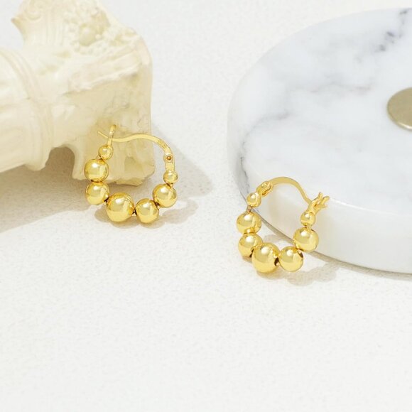 Women's 18K Gold-plated Zircon Earrings Hoop Dangle Pearls Earring Silver Gold - Picture 8 of 8